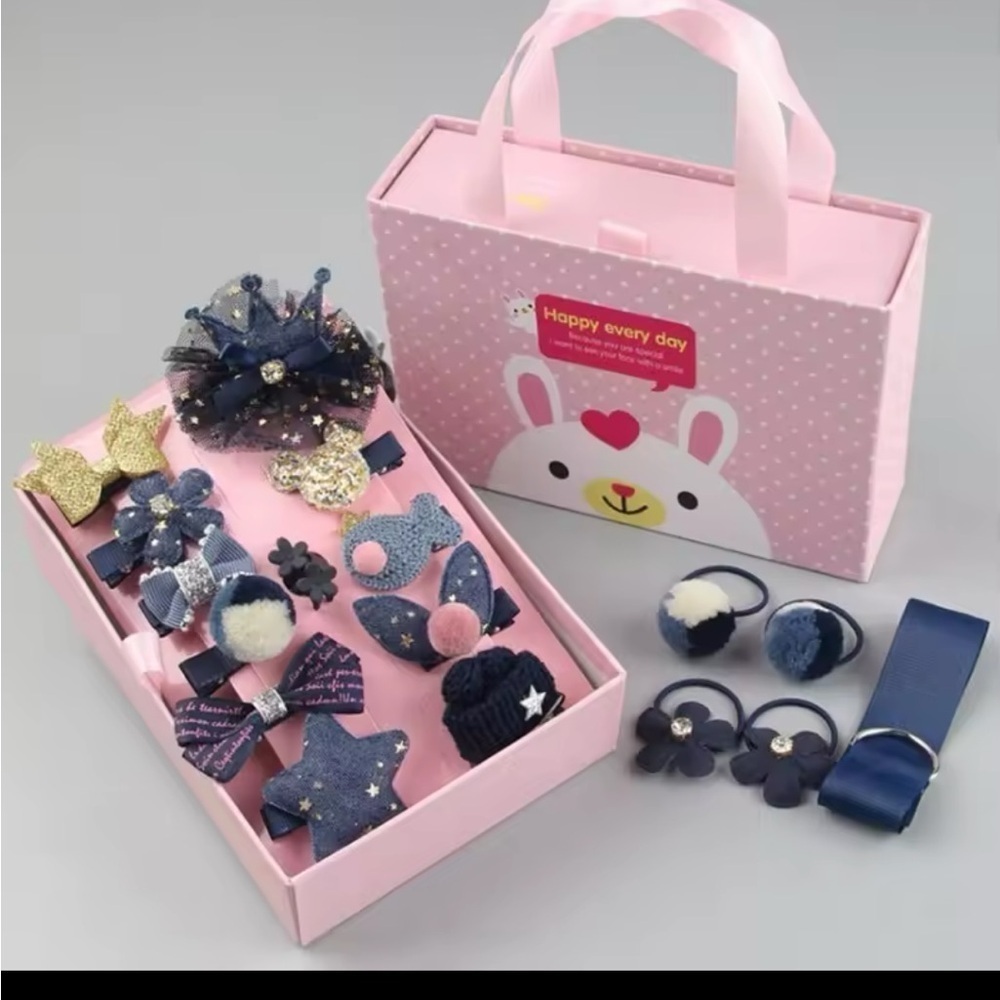 Kids Hair Accessories Gift Set - Pink and Blue
0213